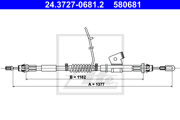 Cablu, frana de parcare 24.3727-0681.2 ATE