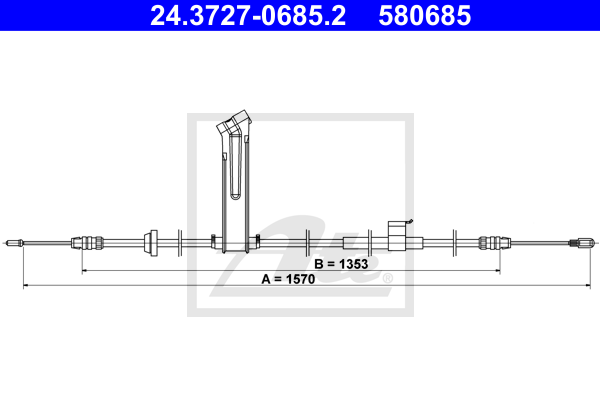 Cablu, frana de parcare 24.3727-0685.2 ATE