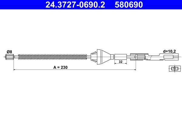 Cablu, frana de parcare 24.3727-0690.2 ATE