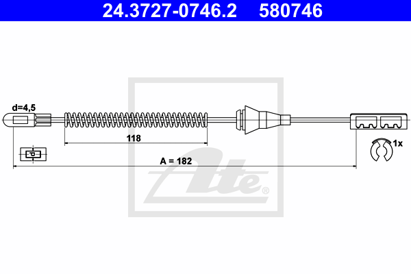 Cablu, frana de parcare 24.3727-0746.2 ATE