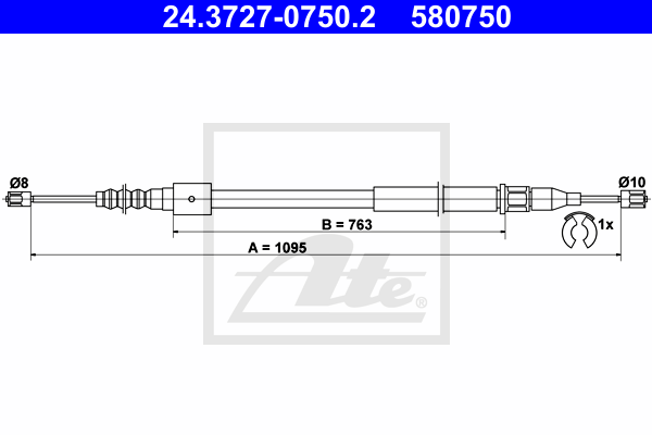 Cablu, frana de parcare 24.3727-0750.2 ATE