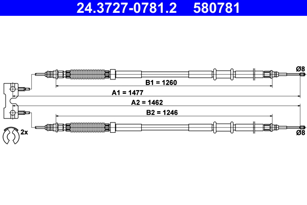 Cablu, frana de parcare 24.3727-0781.2 ATE