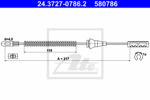 Cablu, frana de parcare 24.3727-0786.2 ATE