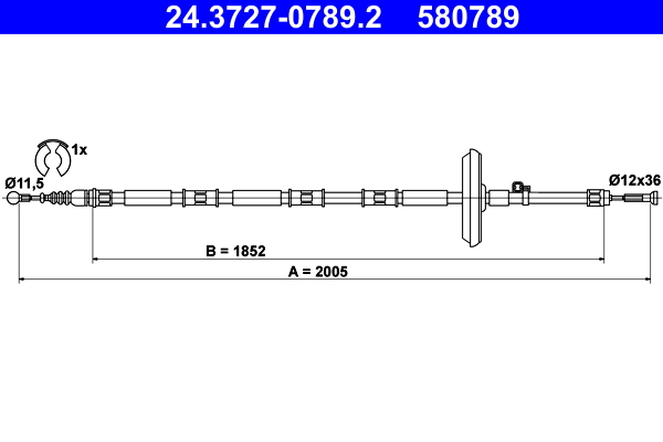 Cablu, frana de parcare 24.3727-0789.2 ATE