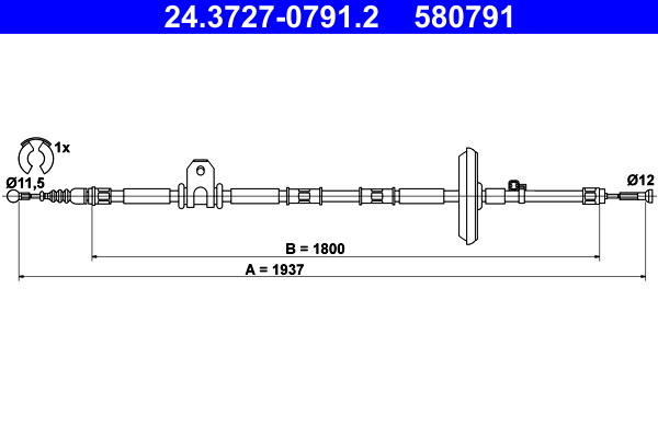 Cablu, frana de parcare 24.3727-0791.2 ATE