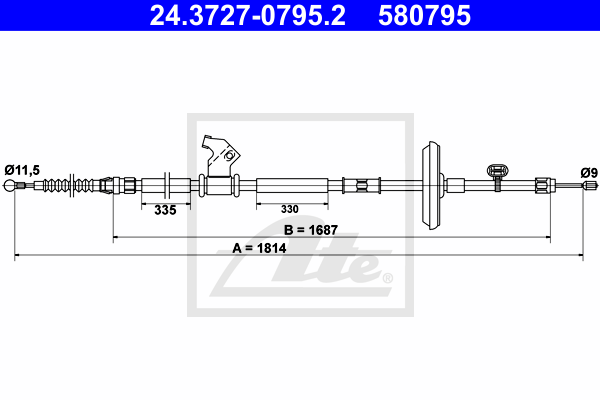 Cablu, frana de parcare 24.3727-0795.2 ATE