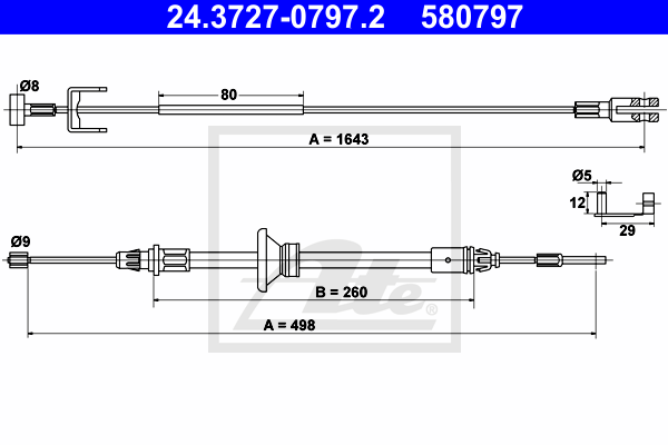 Cablu, frana de parcare 24.3727-0797.2 ATE