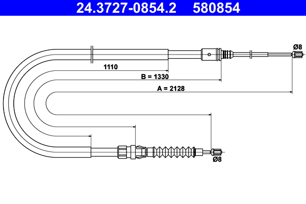 Cablu, frana de parcare 24.3727-0854.2 ATE