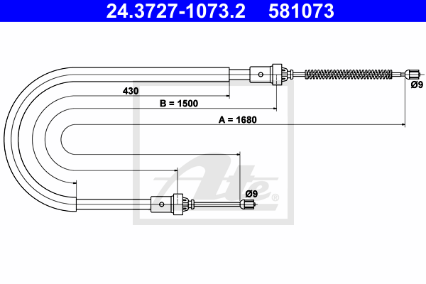 Cablu, frana de parcare 24.3727-1073.2 ATE