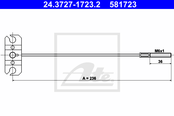 Cablu, frana de parcare 24.3727-1723.2 ATE