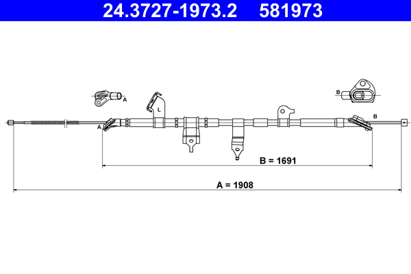 Cablu, frana de parcare 24.3727-1973.2 ATE