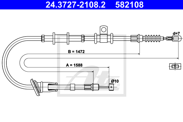 Cablu, frana de parcare 24.3727-2108.2 ATE