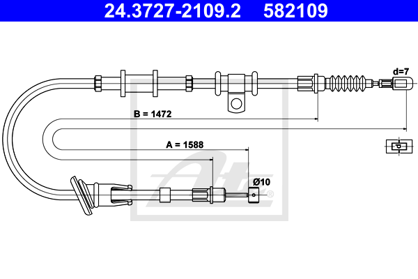 Cablu, frana de parcare 24.3727-2109.2 ATE