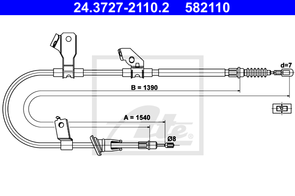 Cablu, frana de parcare 24.3727-2110.2 ATE