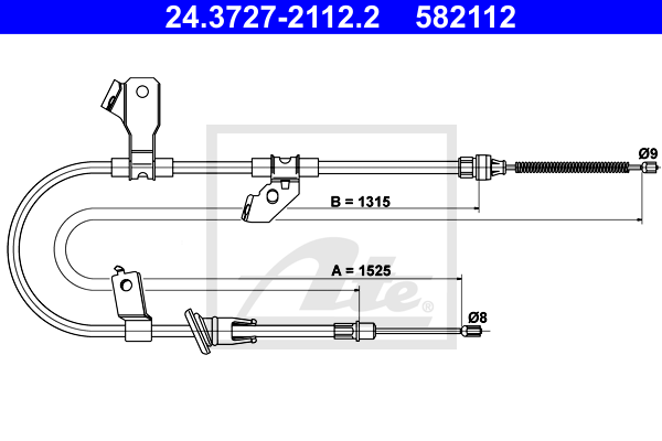 Cablu, frana de parcare 24.3727-2112.2 ATE