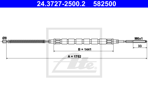 Cablu, frana de parcare 24.3727-2500.2 ATE