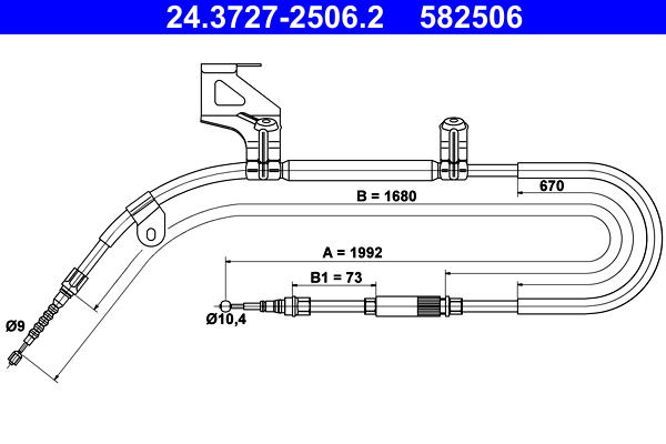 Cablu, frana de parcare 24.3727-2506.2 ATE