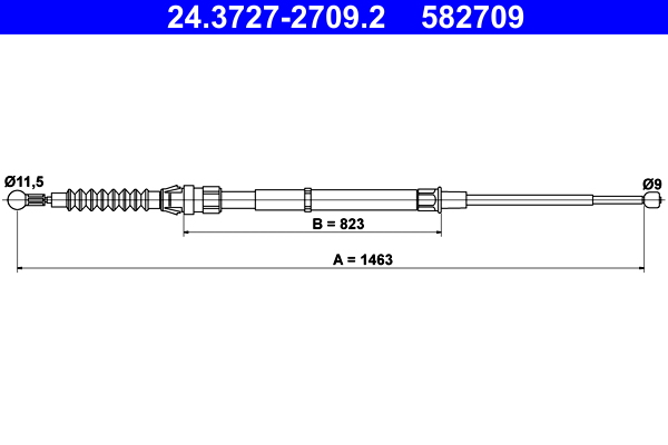 Cablu, frana de parcare 24.3727-2709.2 ATE