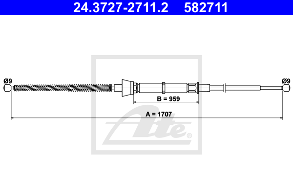 Cablu, frana de parcare 24.3727-2711.2 ATE