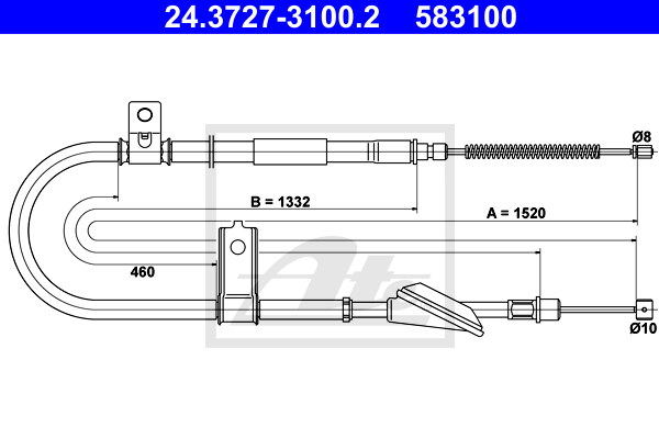 Cablu, frana de parcare 24.3727-3100.2 ATE