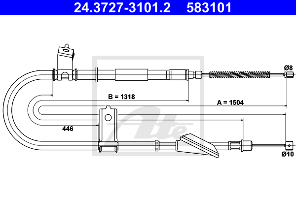 Cablu, frana de parcare 24.3727-3101.2 ATE