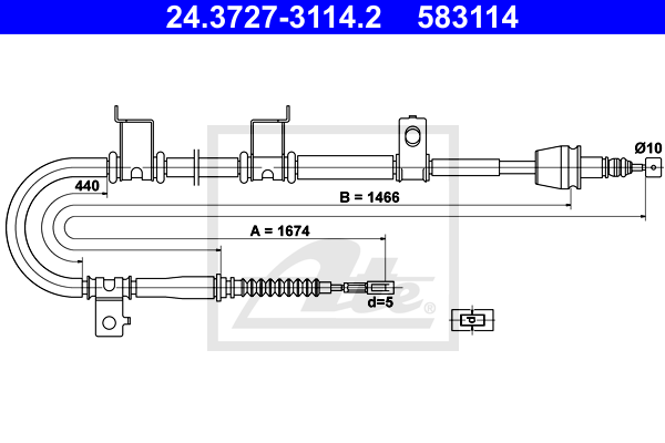 Cablu, frana de parcare 24.3727-3114.2 ATE