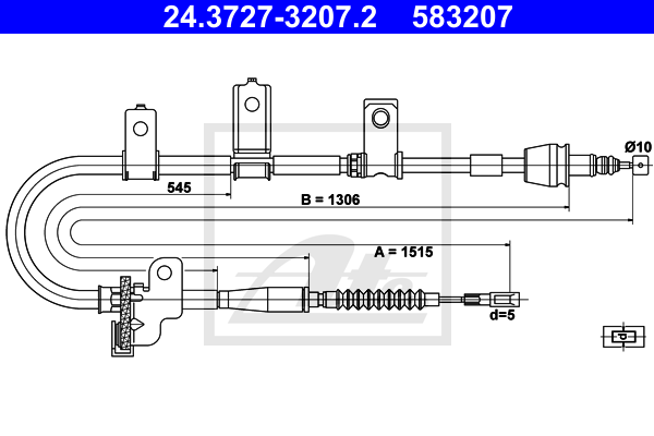 Cablu, frana de parcare 24.3727-3207.2 ATE