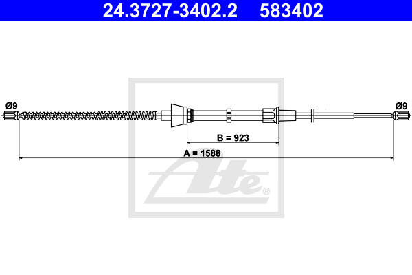 Cablu, frana de parcare 24.3727-3402.2 ATE