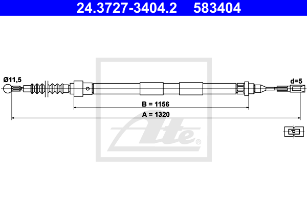 Cablu, frana de parcare 24.3727-3404.2 ATE