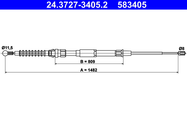 Cablu, frana de parcare 24.3727-3405.2 ATE