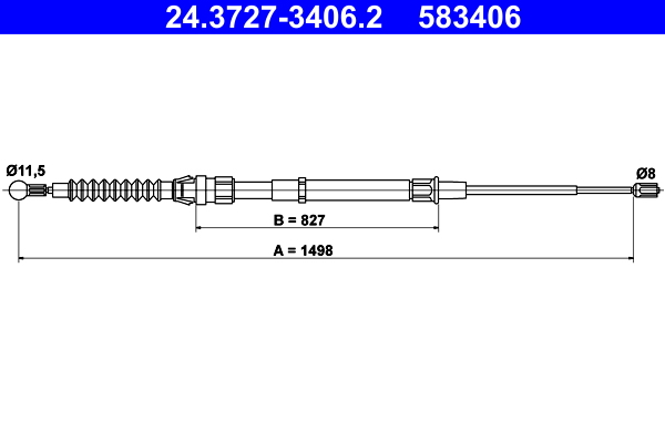 Cablu, frana de parcare 24.3727-3406.2 ATE