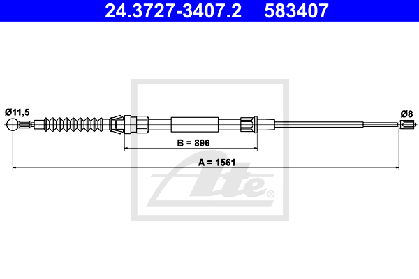 Cablu, frana de parcare 24.3727-3407.2 ATE