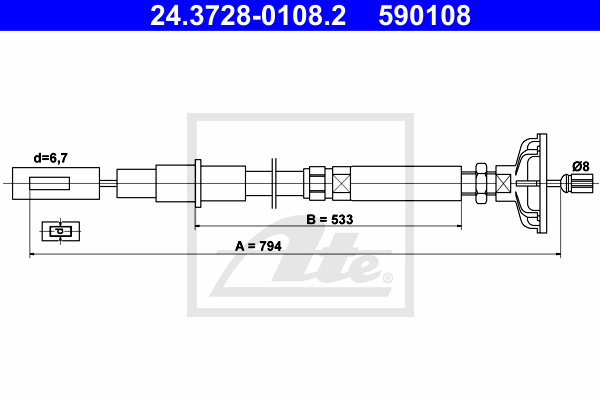 Cablu ambreiaj 24.3728-0108.2 ATE