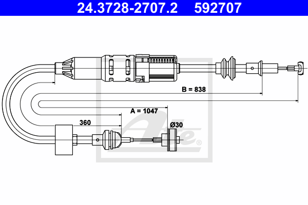 Cablu ambreiaj 24.3728-2707.2 ATE