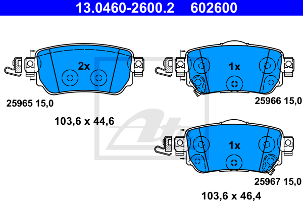 Set placute frana,frana disc 13.0460-2600.2 ATE