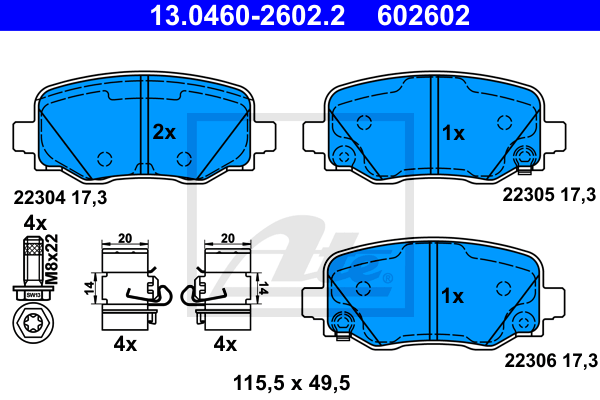 Set placute frana,frana disc 13.0460-2602.2 ATE