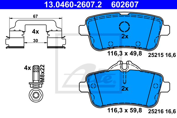 Set placute frana,frana disc 13.0460-2607.2 ATE