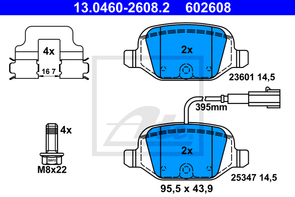 Set placute frana,frana disc 13.0460-2608.2 ATE