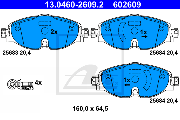 Set placute frana,frana disc 13.0460-2609.2 ATE