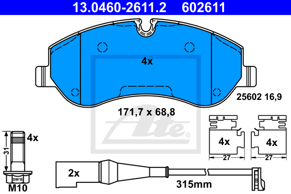 Set placute frana,frana disc 13.0460-2611.2 ATE