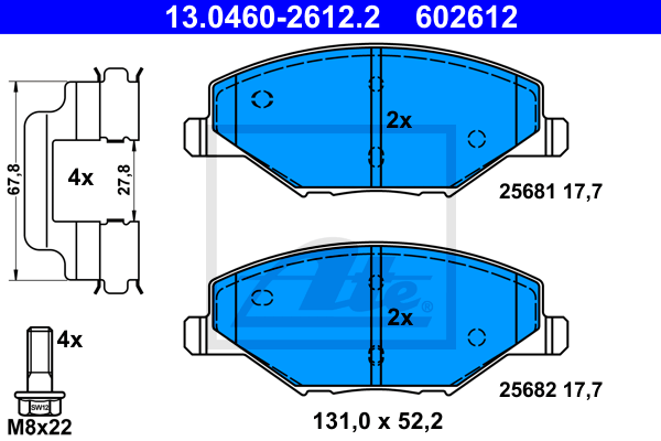 Set placute frana,frana disc 13.0460-2612.2 ATE