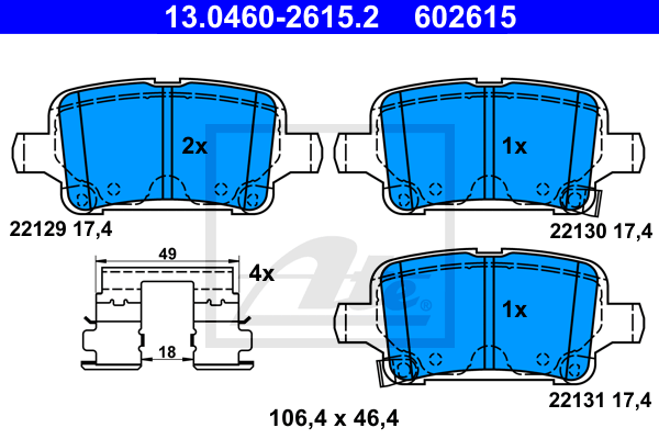 Set placute frana,frana disc 13.0460-2615.2 ATE