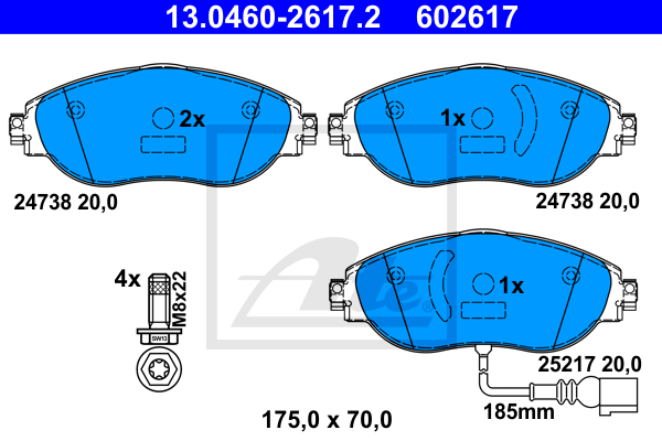 Set placute frana,frana disc 13.0460-2617.2 ATE