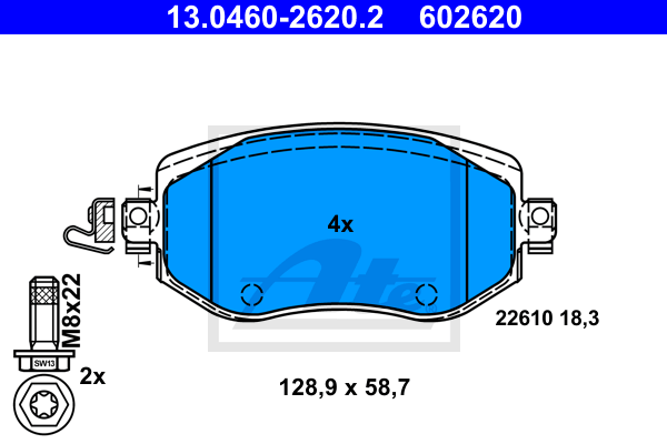 Set placute frana,frana disc 13.0460-2620.2 ATE