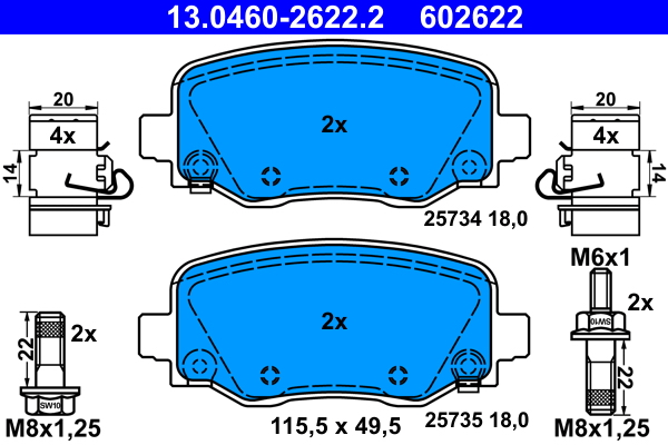 Set placute frana,frana disc 13.0460-2622.2 ATE