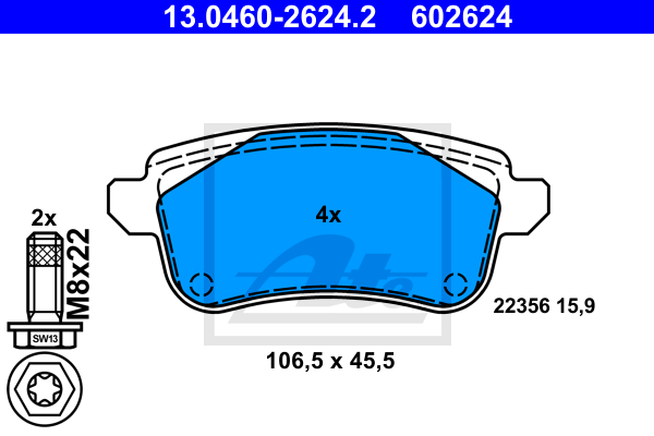 Set placute frana,frana disc 13.0460-2624.2 ATE