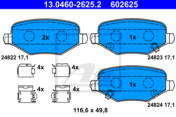 Set placute frana,frana disc 13.0460-2625.2 ATE