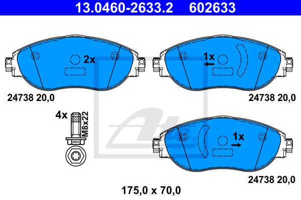 Set placute frana,frana disc 13.0460-2633.2 ATE