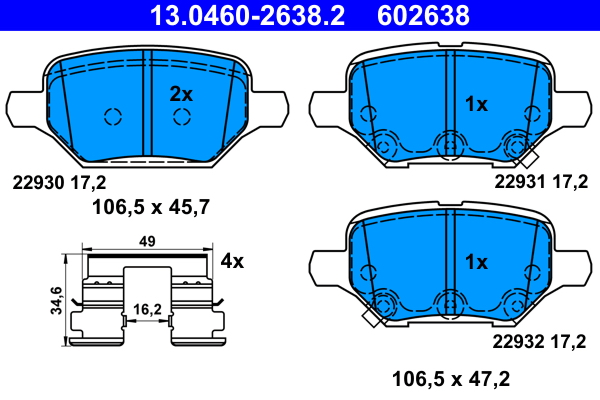 Set placute frana,frana disc 13.0460-2638.2 ATE