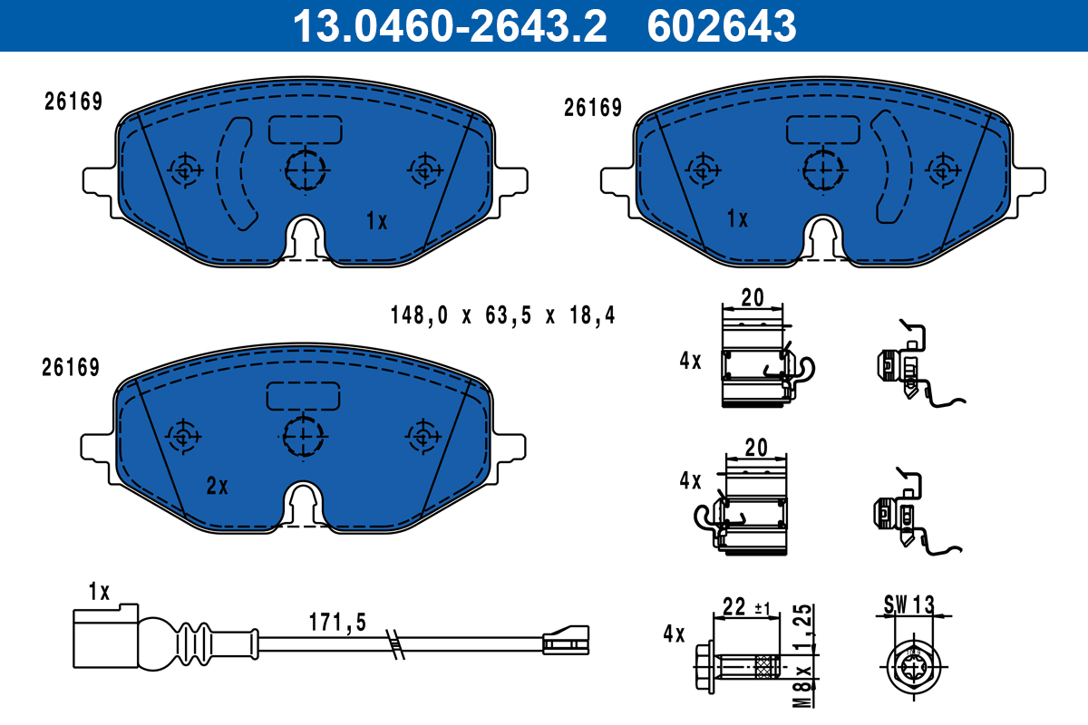 Set placute frana,frana disc 13.0460-2643.2 ATE